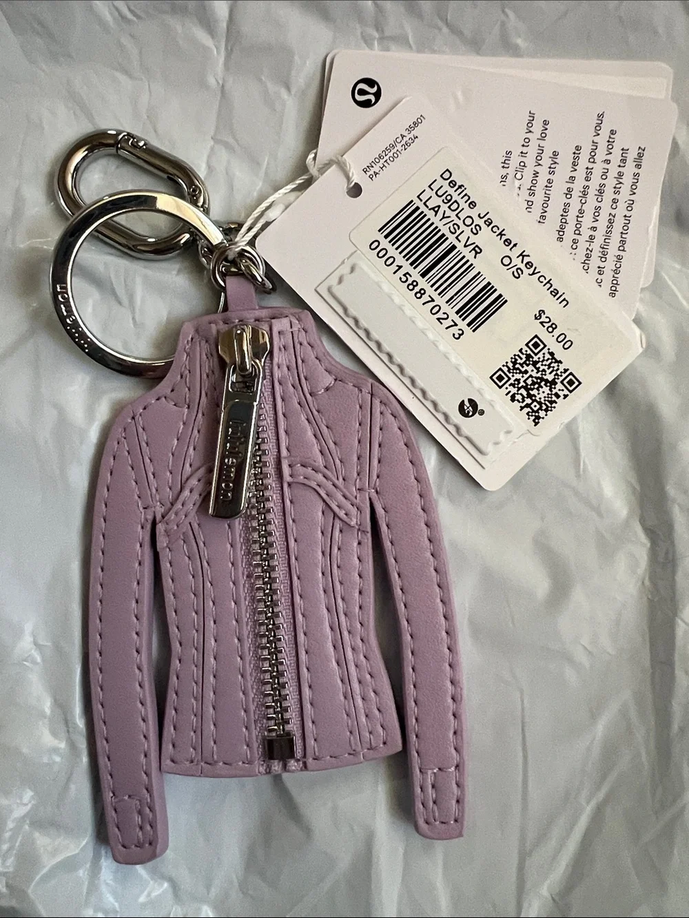 lululemon athletica Lavender Mini Jacket Key Holder with Silver Hardware